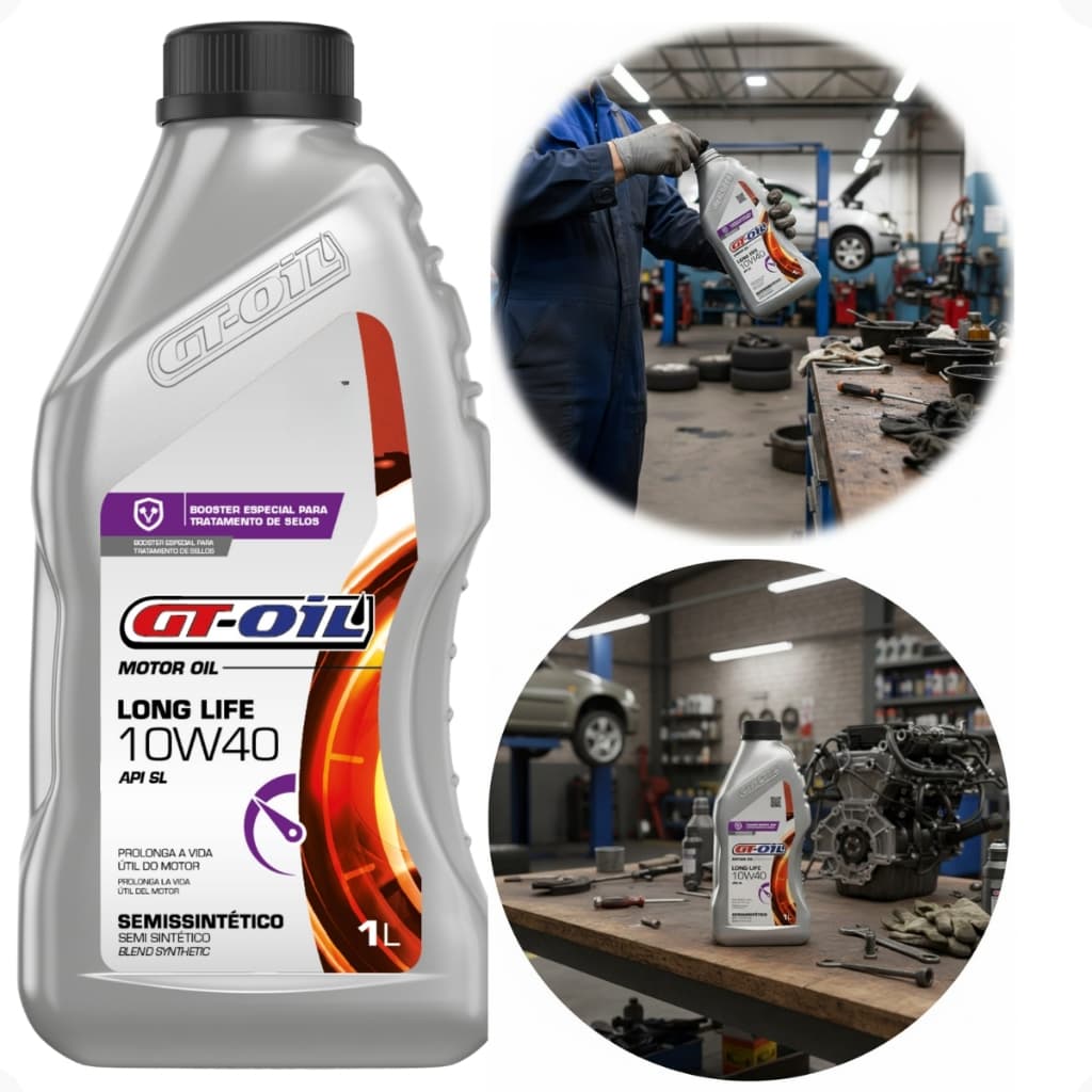 Óleo Lubrificante Semissintético Long Life API SL 10W40 Gt Oil 1L