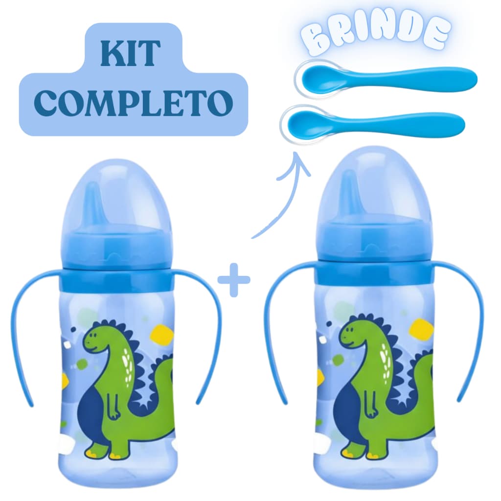 Kit 2 Copos para Bebê Petita 270ML + 2 Colher Ponta de Silicone
