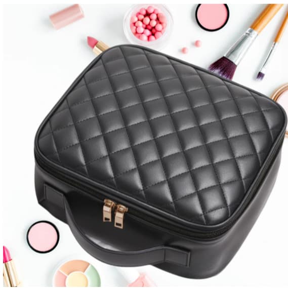 Maleta Bolsa Organizadora de Maquiagem com Espelho LED Portátil Resistente
