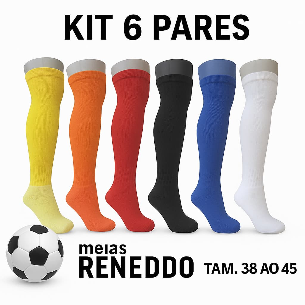 3 Pares Meião de Futebol Juvenil Masculino Esportivo Alta Performance Tam 34 ao 37