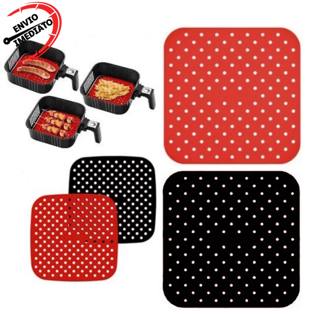 Tapete Silicone Para Air Fryer Fritadeira Elétrica Multiuso Universal Vermelho Protetor em Silicome