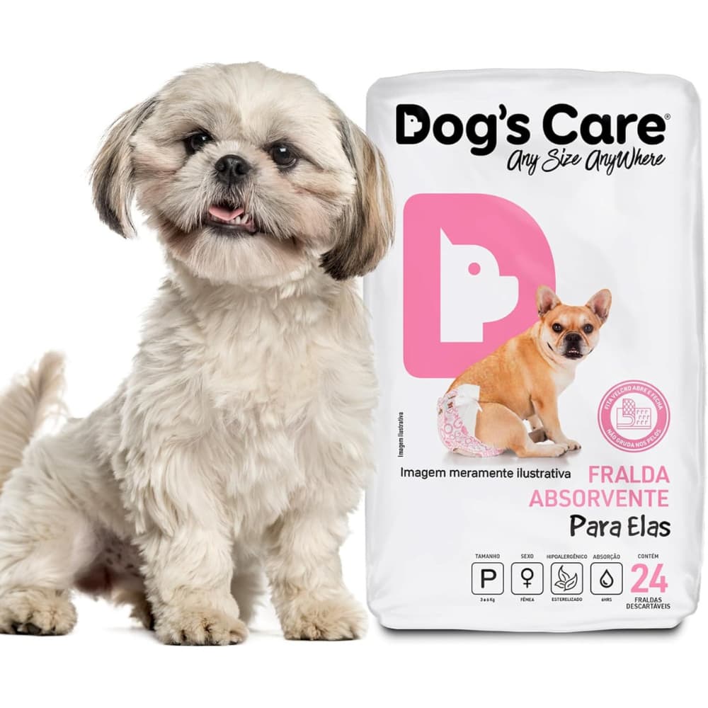 Fralda Higiênica Ajustável Antialérgica Descartável para Cachorro Fêmea Dog´s Care Tamanho: P 24 Un