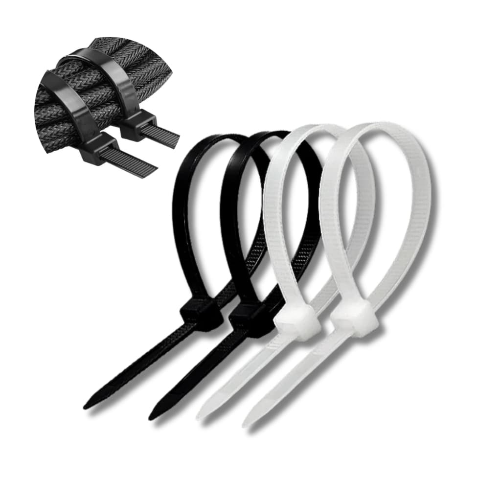Kit 500  Abraçadeira de Nylon Enforca Gato Braçadeira Cintas Plásticas PRETA E BRANCA