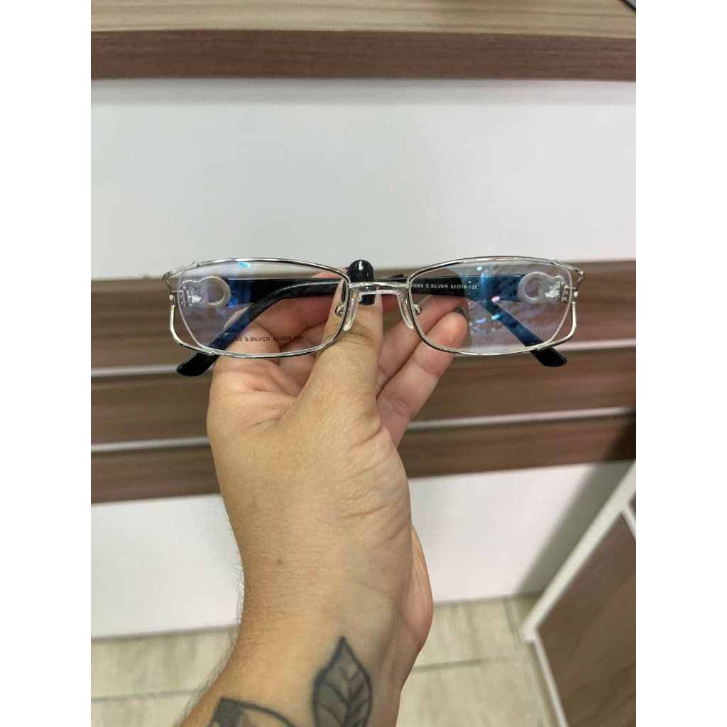 Armação de Óculos de Grau Feminino Prata Com Cristal Strass Luxo Delicado