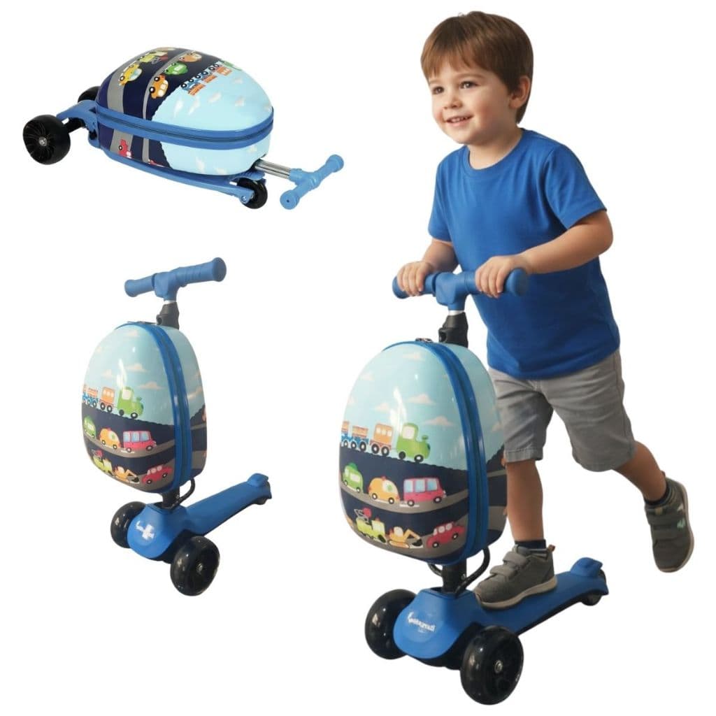 Patinete Elétrico Infantil Azul 3 Rodas com Mala Importway 130W Inmetro
