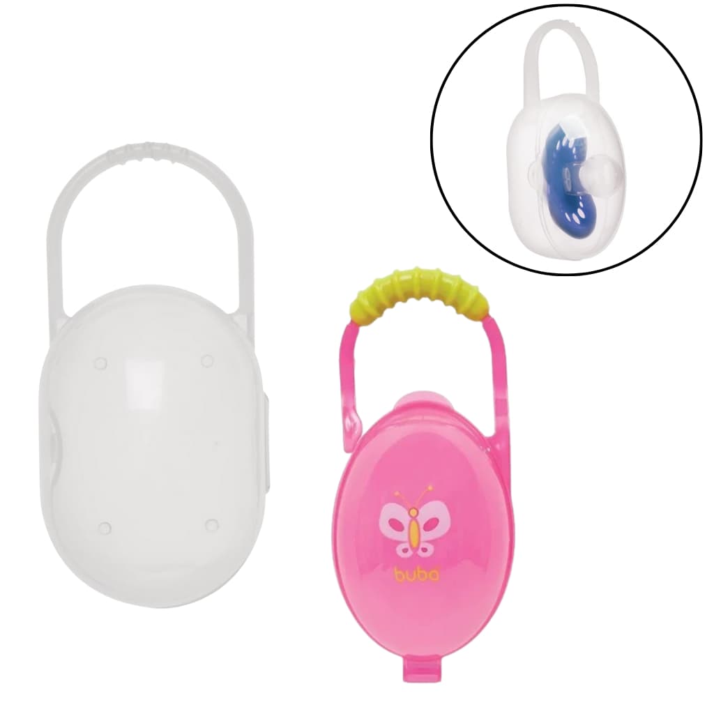 Case Porta Chupeta com Alça Buba Incolor Rosa