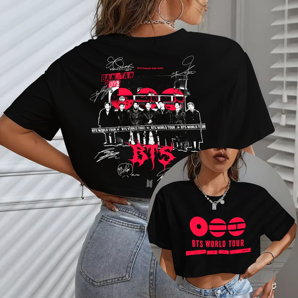 Blusa Cropped Oversized BTS World Tour Turnê 2026 Show Brasil Grupo Coreano Unissex Army Bangtan Butter