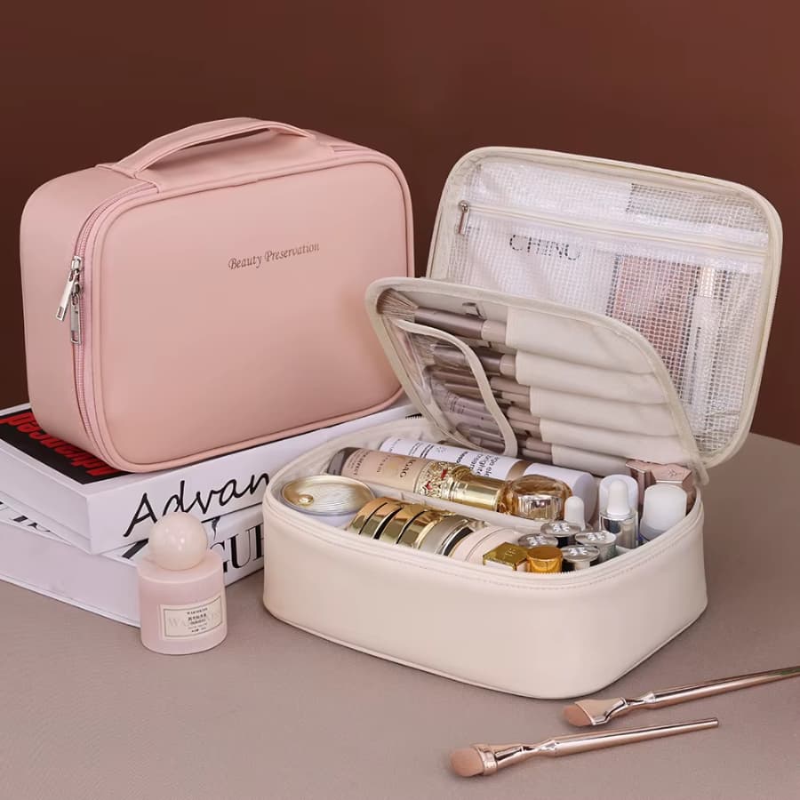 Necessaire Feminina com Zíper Ideal para Viagem Alta Capacidade Elegância Impermeável Premium
