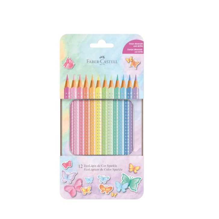 Lápis De Cor triangular Sparkle, 12 Cores, Faber-Castell
