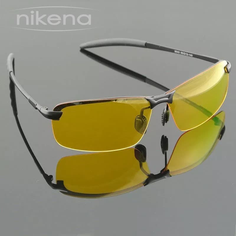 Óculos para Dirigir a Noite - Lente UV400 Polarizada Amarela - Night Vision Drive - Retangular Polarizado Amarelo