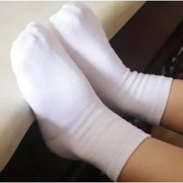 Kit com 12 Pares Meia Branca Para a Escolar Básica Unissex