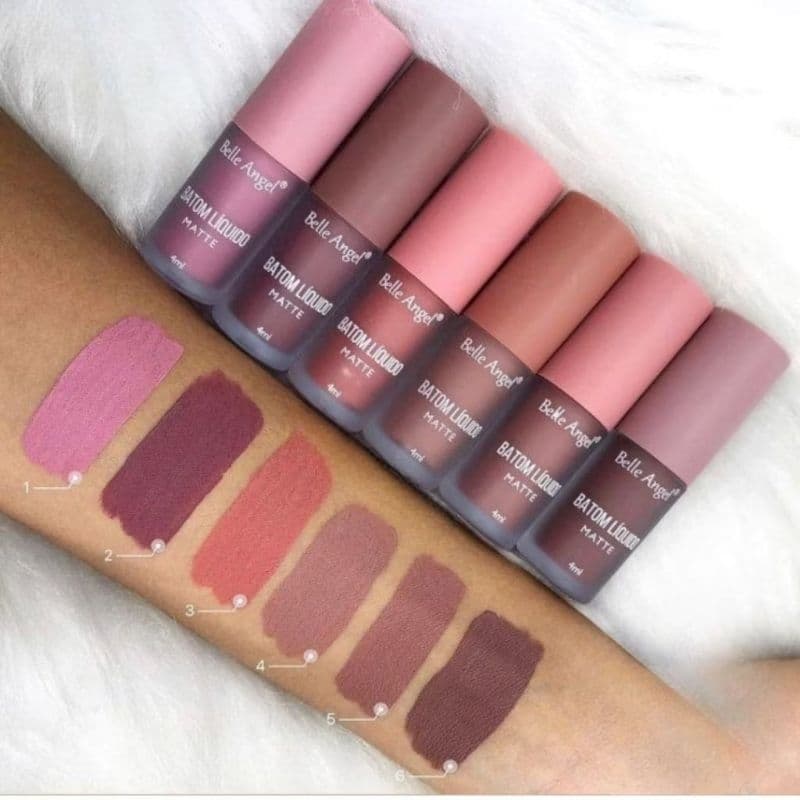 Batom Líquido Matte Belle Angel Alta Pigmentação – Unidade ou Kit c/ 6 Cores