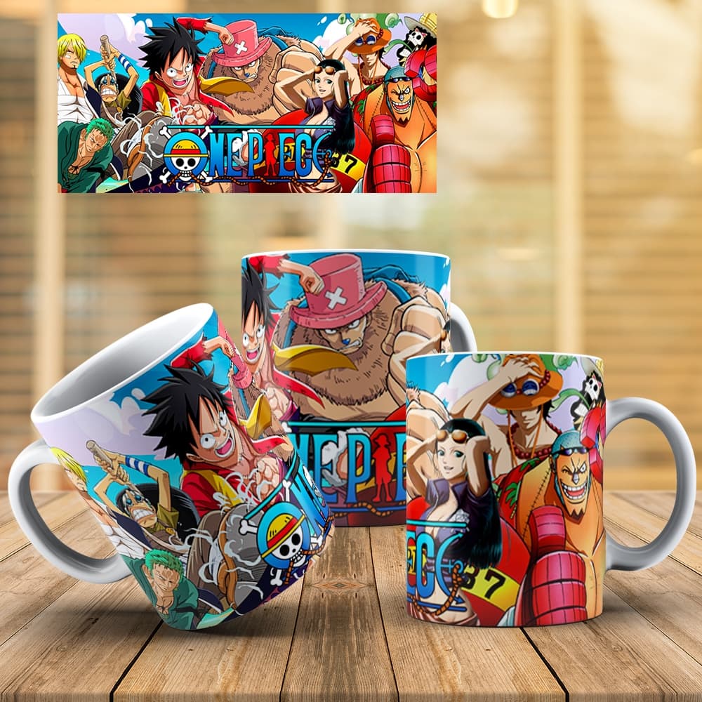 Caneca One Piece Porcelana/Plástico 325ml | Luffy Zoro Sanji Ace Chopper Nami