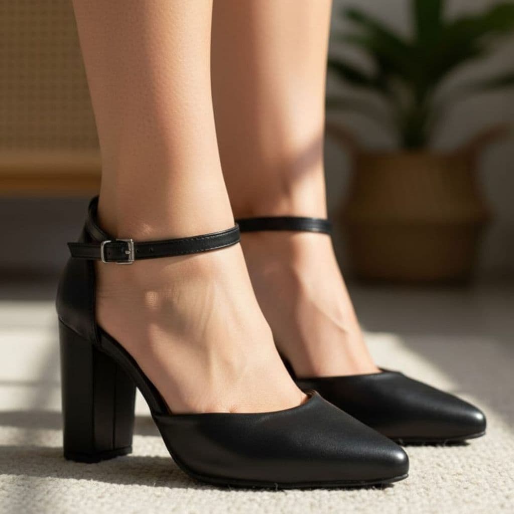 Scarpin Feminino Luxo Madame Salto Grosso Alto 9,5 Cm Confortavel Preto,Caramelo,Nude,Branco