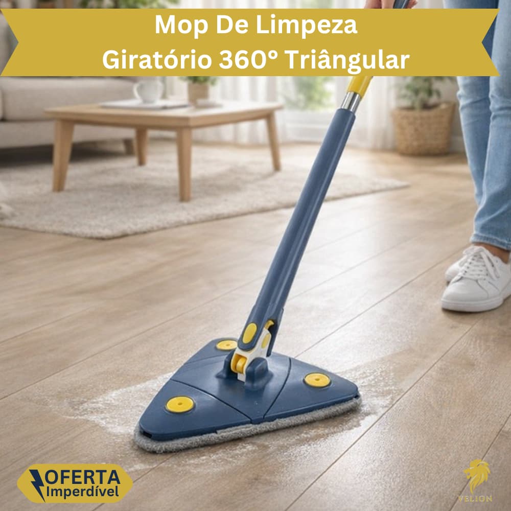 Mop Esfregão 360 Triangular Rodo Giratório Rotativo Vidro Chão Parede Limpeza Mágica Multiuso