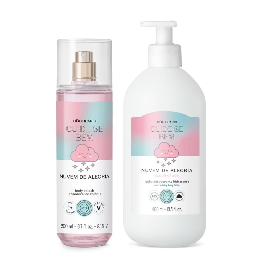 Combo Cuide-se Bem Nuvem de Alegria: Body Splash 200ml + Loção Corporal 400ml- PRODUTO ORIGINAL