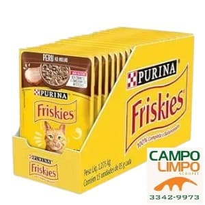 Sachê Friskies® peru ao Molho 85g | Purina - Caixa Fechada com 15 Unidades de Ração Úmida