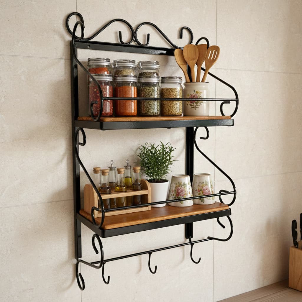 Prateleira Organizadora Cozinha e Área Gourmet Estilo Industrial Suporte Para Xícaras Ferro Maciço