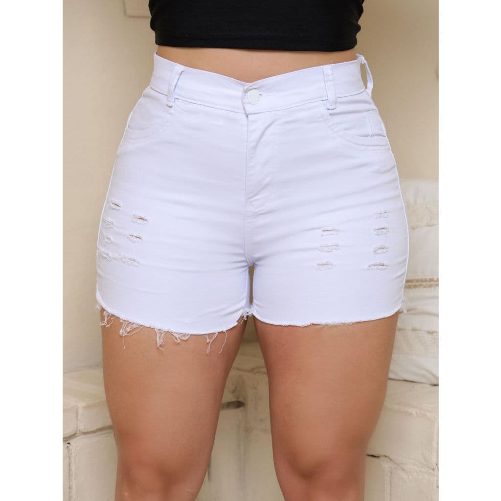 Short Jeans Branco com Elastano