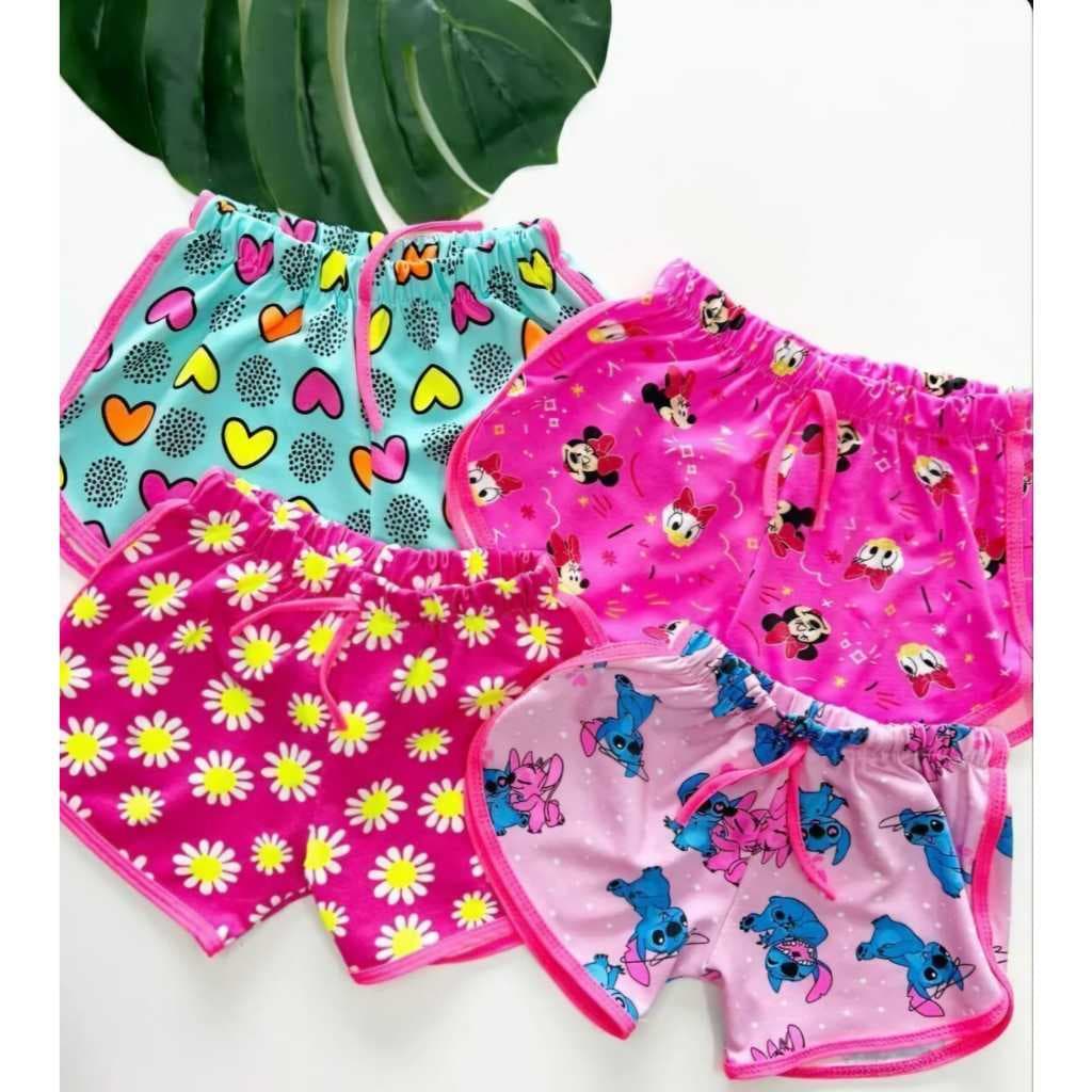 KIT 3 short verão infantil ESTAMPA E CORES SORTIDAS