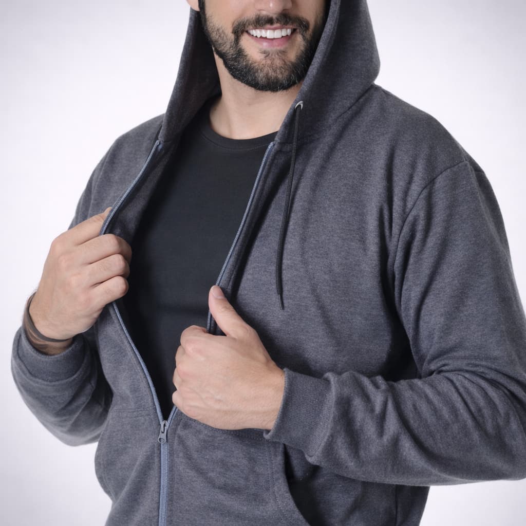 Moletom Masculino Ziper Casaco Blusa de Frio Aberto Canguru Estilo Jaqueta Com Capuz Flanelado Unissex Felpado