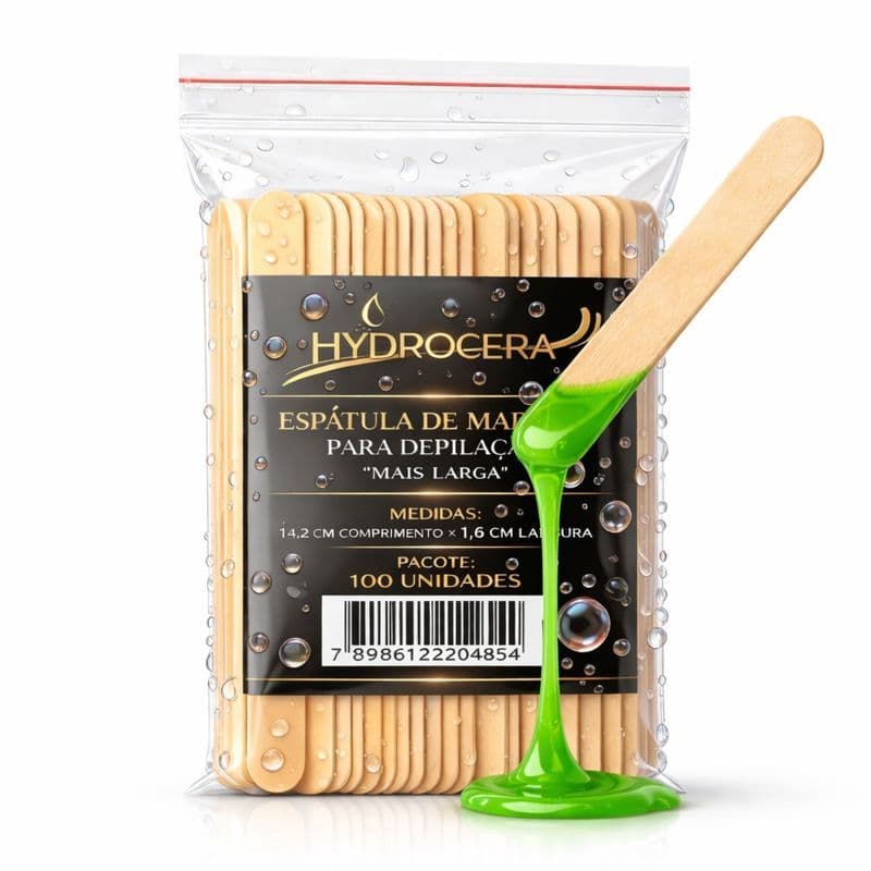 Espátula de Madeira MAIS LARGA para Depilação Largura 1,7cm Pacote com Fecho ZIP 100 Unidades