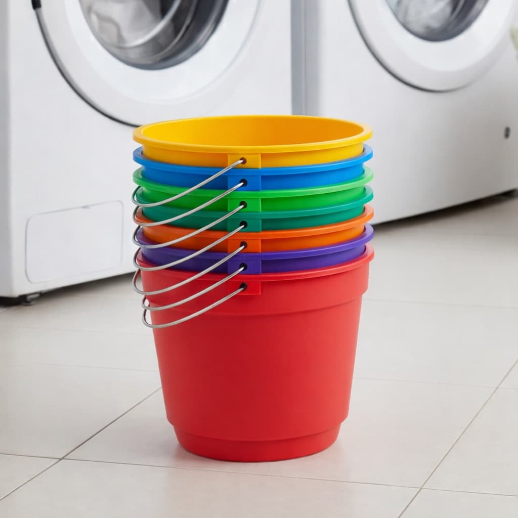Kit Conjunto 10 Baldes Plástico 8L Alça Metalica Reforçada Para Limpeza Pesada Material Resistente