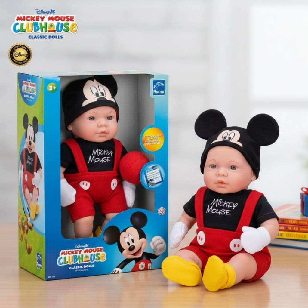 Boneco Mickey Mouse Classic Coleção Dolls Reborn Roma Brinquedos Presente Infantil Disney - Original