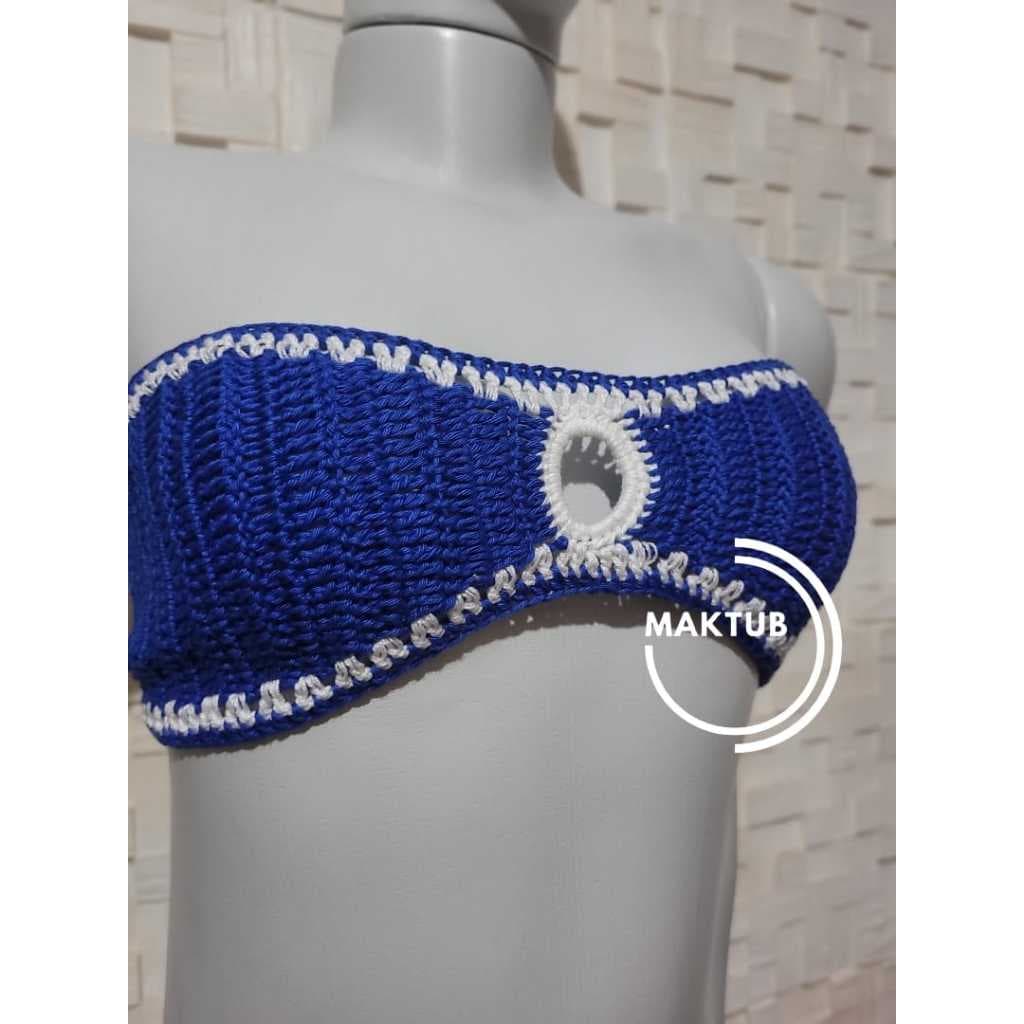 Top de Crochê Cropped em Crochê Top Faixa em Crochet Biquíni de Crochet