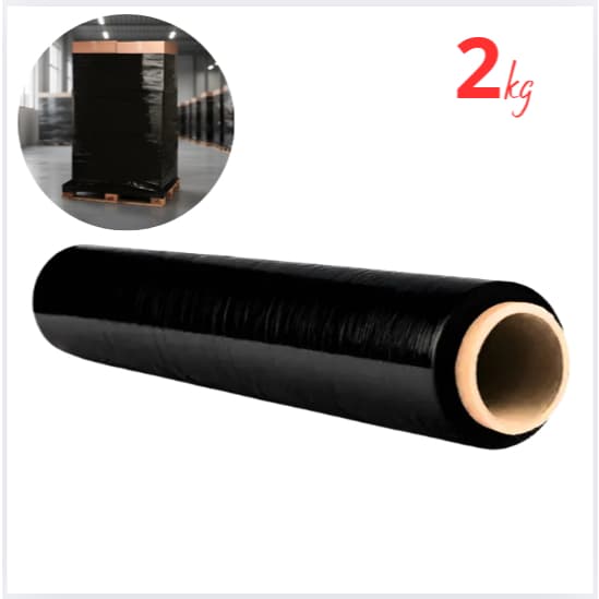 Bobina Filme Stretch Preto 500x25cm – 2kg | Alta Resistência para Embalar