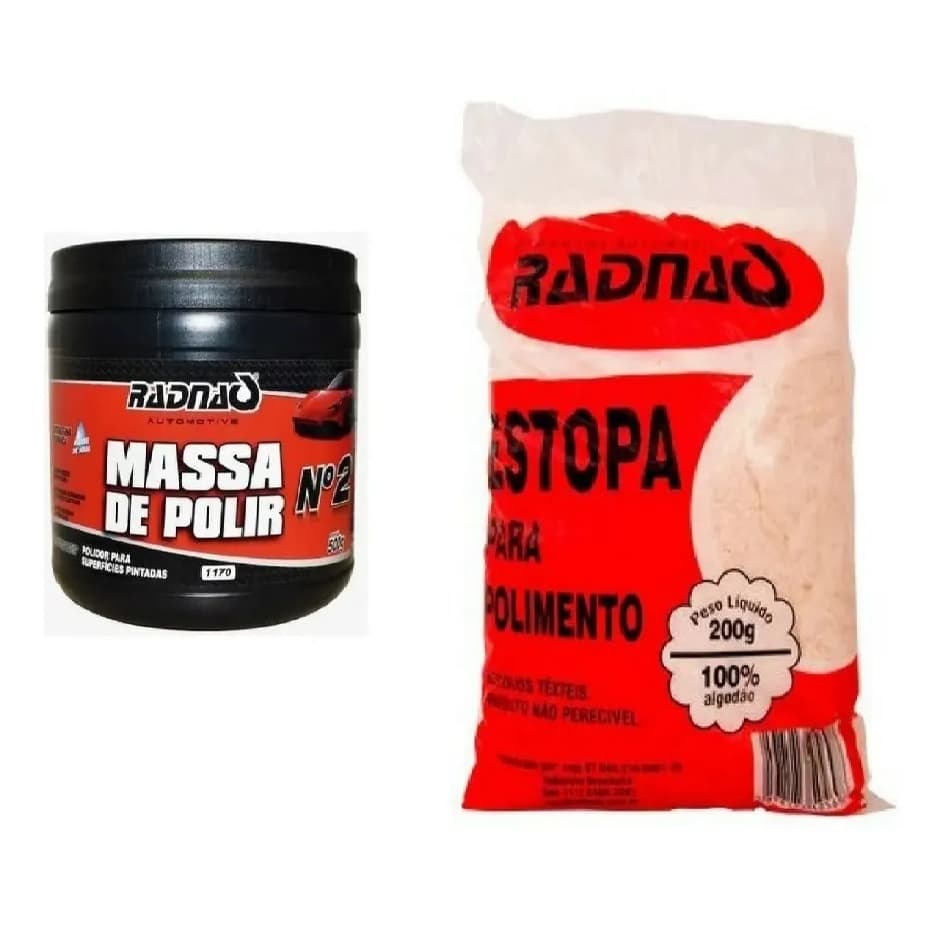 Massa Para Polir N° 2 + Estopa Elimina Riscos E Manchas