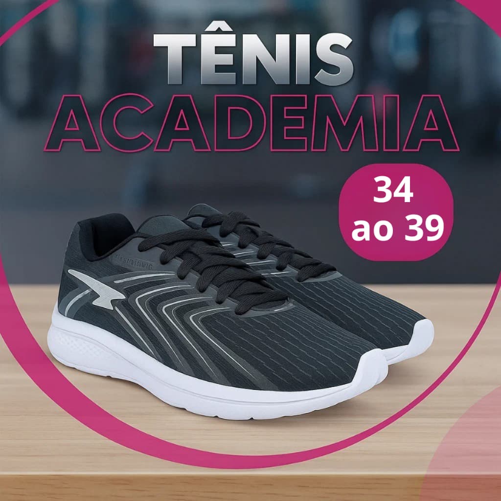 Tênis Feminino Academia Caminhada Corrida Calce Fácil Leve Confortável Malha Respirável 34 Ao 40
