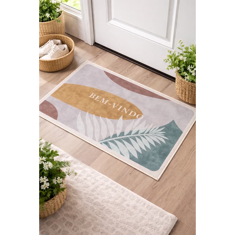 Tapete Bem Vindo 40x55 cm para decoração de casa, banheiros, cozinhas, entradas ou áreas menores.