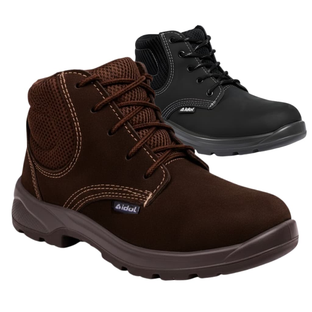 Bota Botina EPI Segurança Couro Nobuck Amarrar Idol 3600 Bico PVC CA