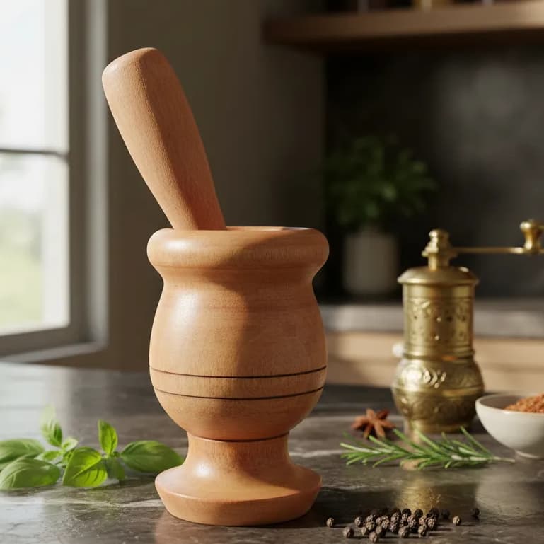 Pilão Culinário Artesanal Madeira Nobre G Exclusivo