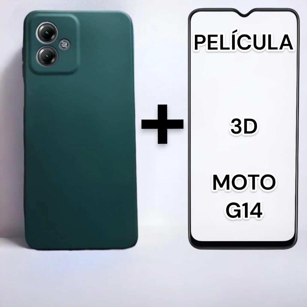 Kit Capinha Aveludada + Película de Vidro 3D Moto G14 Motorola