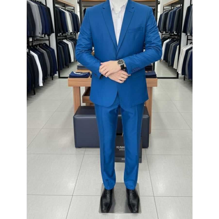 Terno Fio Indiano Encerado - Masculino Premium Euro - Azul Royal Navy (Envio imediato) Lançamento 2026 Pespontada Forrad