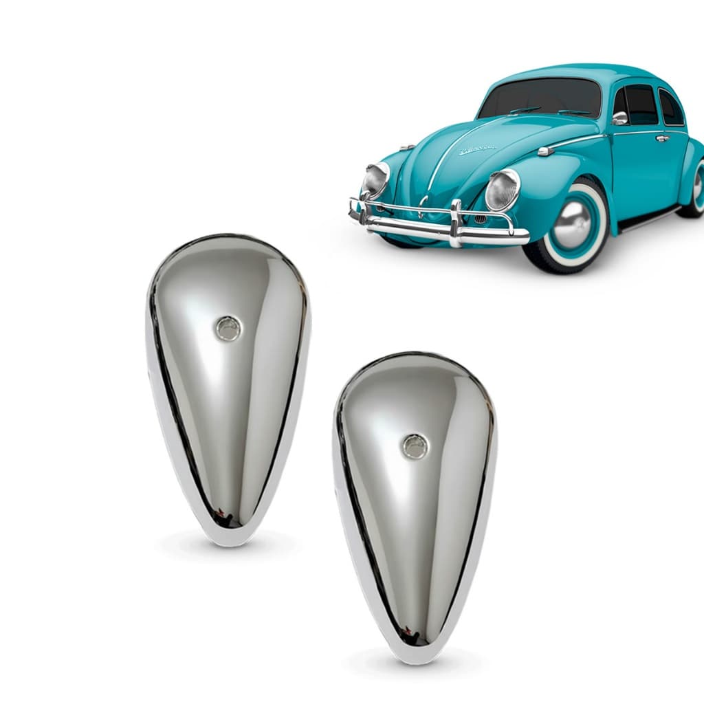 Par Capa Seta Pisca Dianteiro Vw Fusca Antigo 1965 1966 1967 1968 1969 Alumínio Fundido Cromado