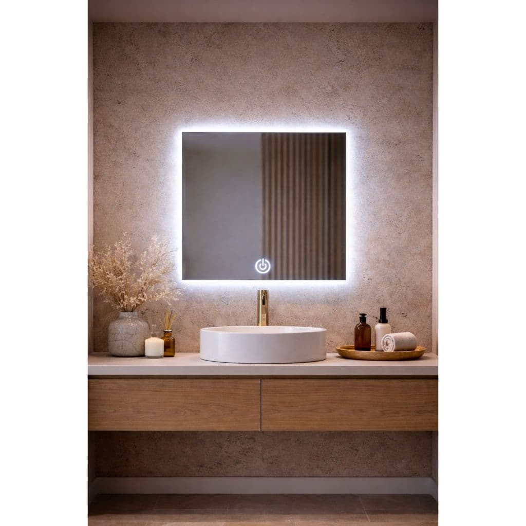 ESPELHO RETO DIVERSAS MEDIDAS LED TOUCH FRIO BANHEIRO SALA QUARTO MAQUIAGEM