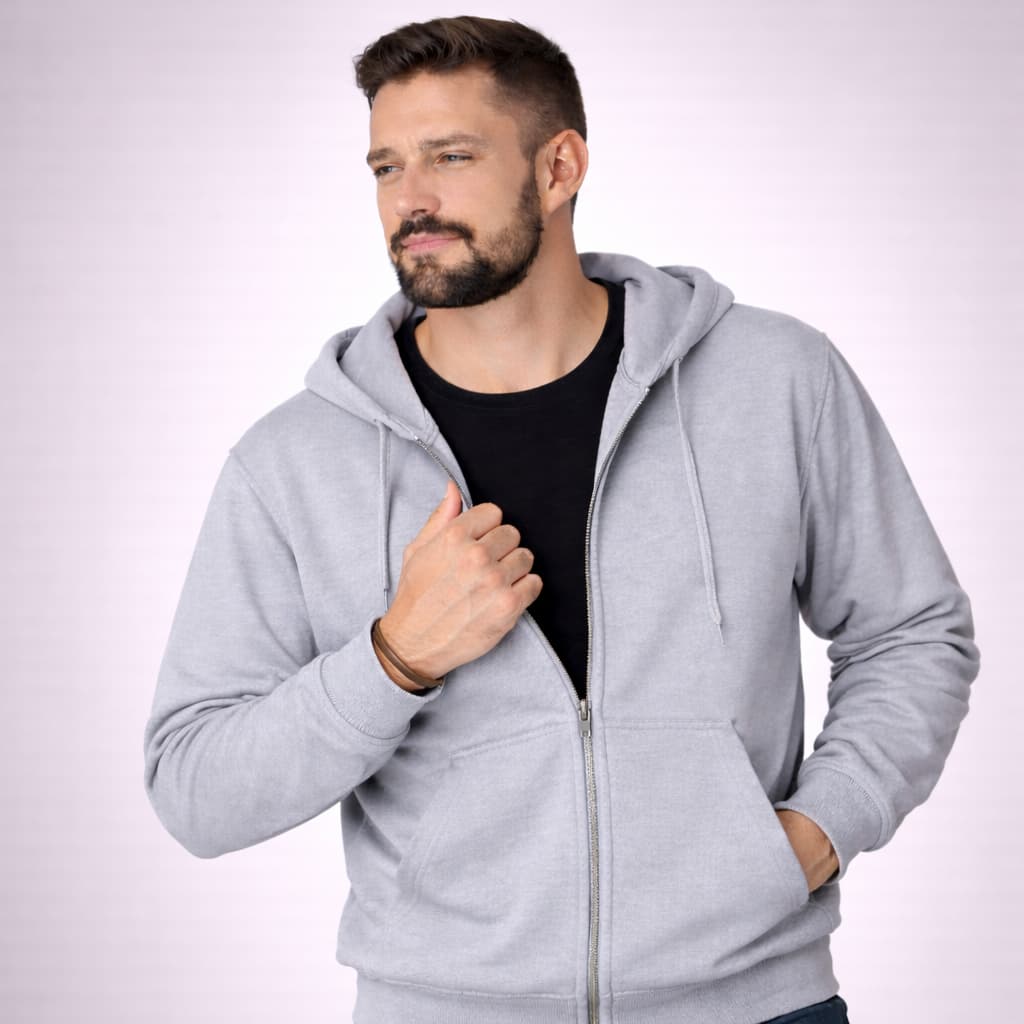 Moletom Canguru Masculino de Zíper Grosso Felpado Grande Bolso Capuz Confortável