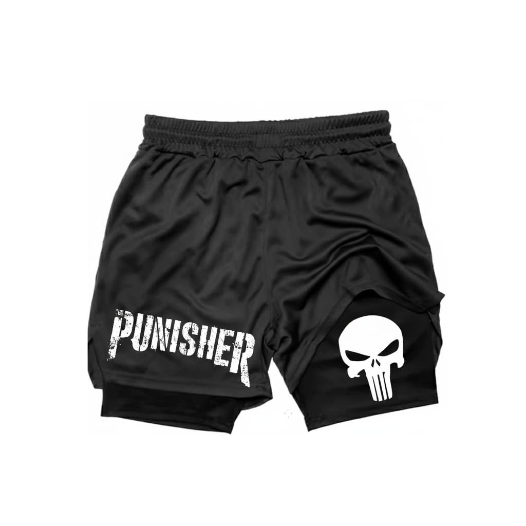 Short Punisher 2 em 1 Bolso Secreto Treino Academia Corrida Versátil