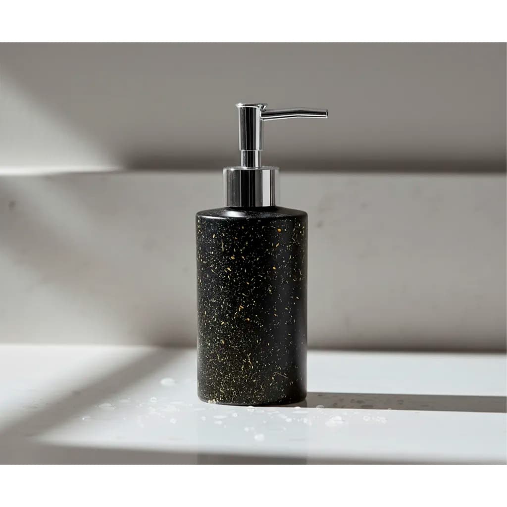 Dispense Porta Sabonete Líquido 350ml Granito Dourado Lavabo Para Sabonete, Creme e Álcool Gel