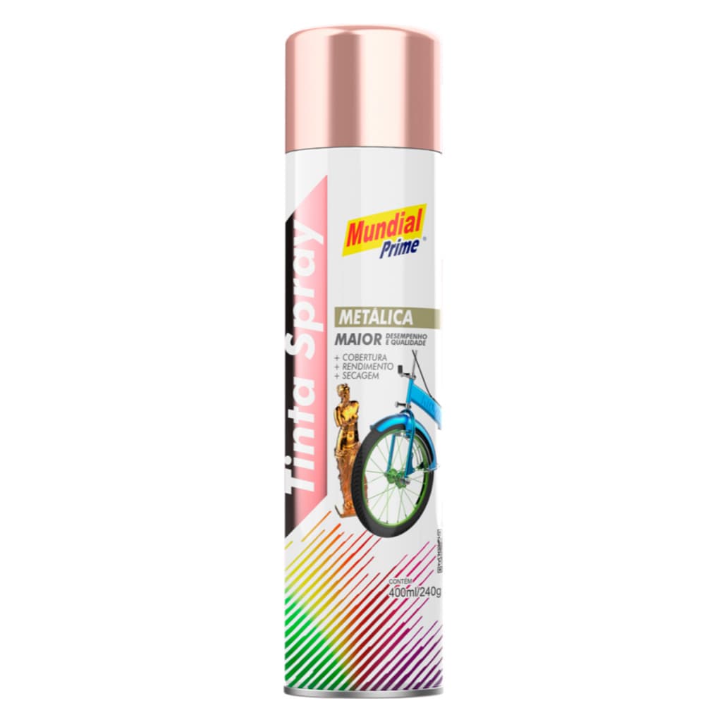 Tinta Spray Metálica Rose Gold 400ML Profissional Mundial Prime