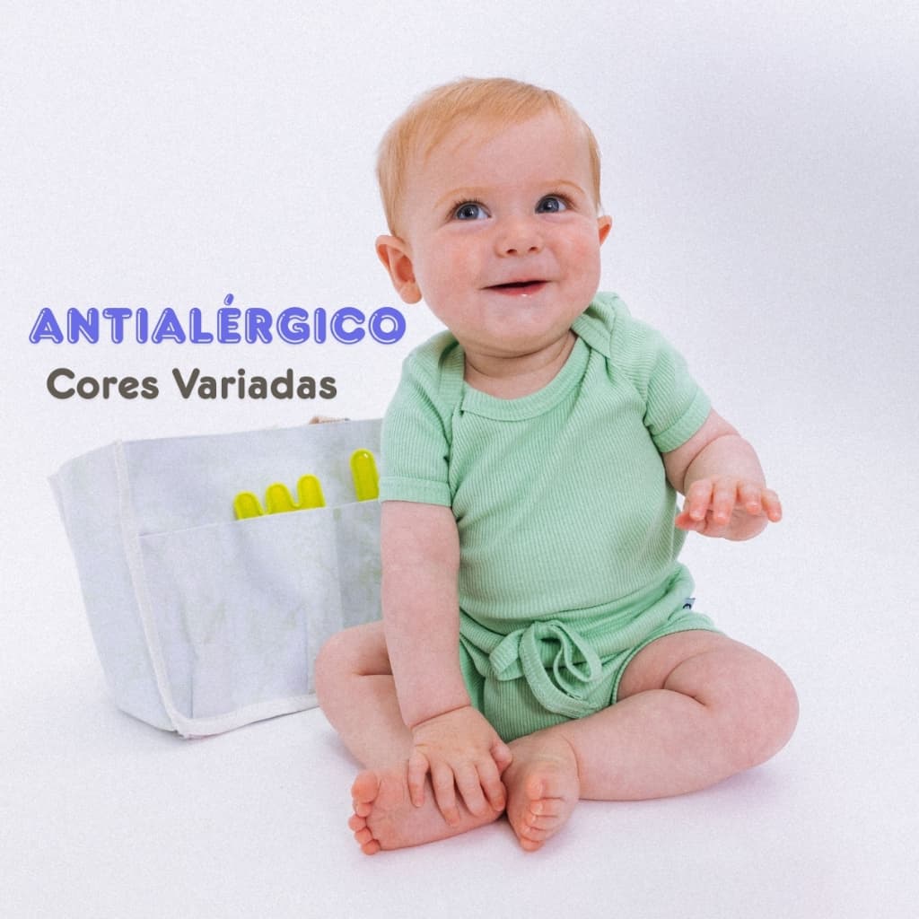 Kit 3 Conjuntos Bebê Menina e Menino Body Manga Curta e Short Antialérgico 100% Algodão 01S2k3