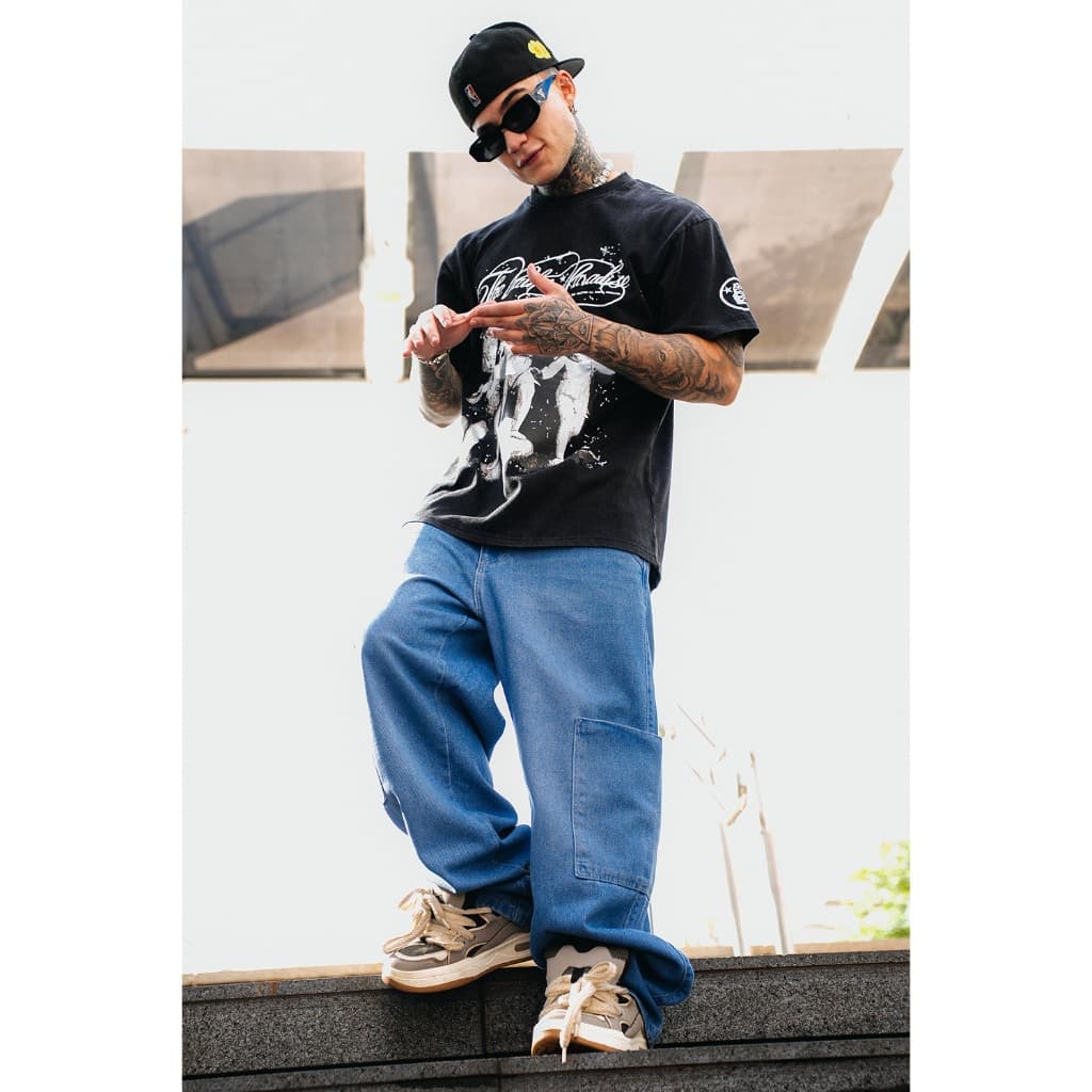 CALÇA MASCULINA LOOSE FIT CARGO COM LAPELA