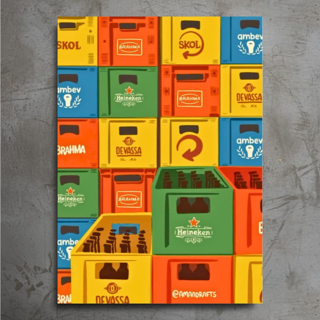 Placa Decorativa Caixas Cervejas Bebidas Bar Decoração de Parede - Placas Decorativas Divertido