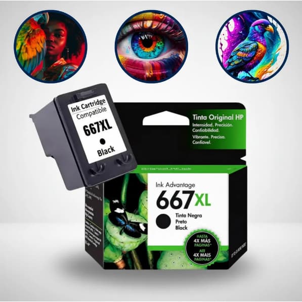 Cartucho 667xl Preto Hp Original 2376 2774