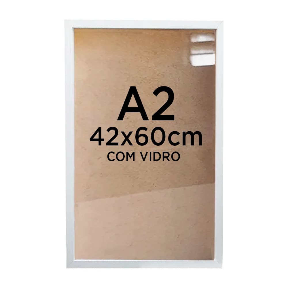 Moldura Quadro Caixa 3cm A2 42x60cm Foto Poster Ilustração Com Vidro - Várias Cores