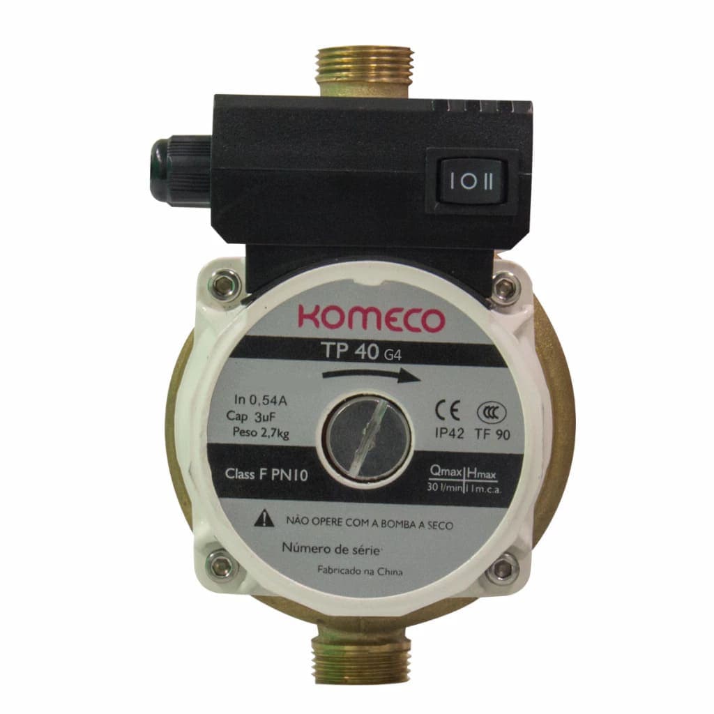Mini Bomba Pressurizadora de Circulação Komeco em Bronze TP40 127V