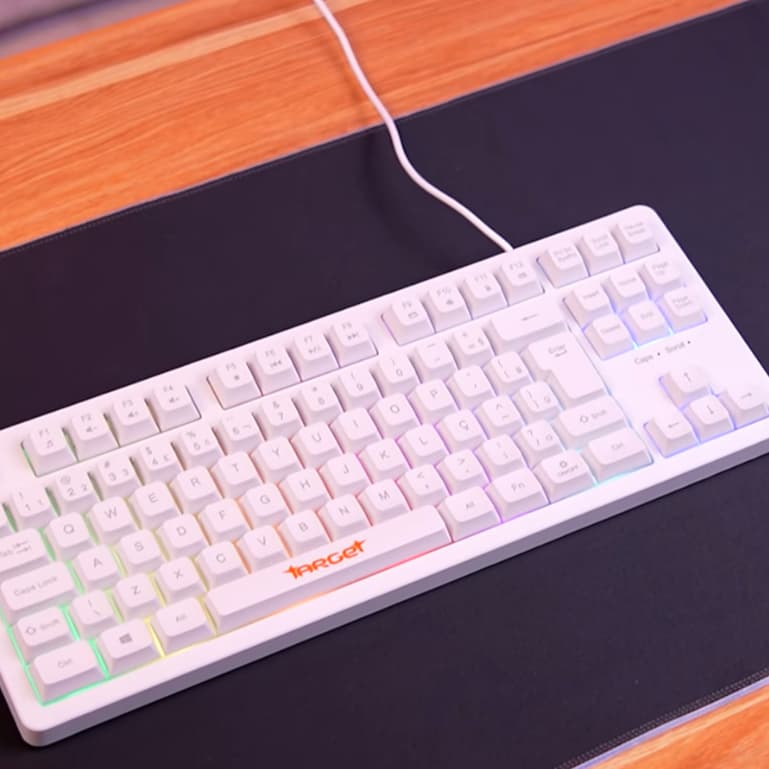 Teclado Gamer TGT M90B com led rgb Rainbow, ABNT2, Branco
